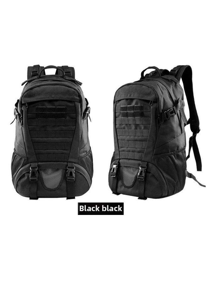 Men's Waterproof Casual Travel Camouflage Shoulder Bag Hiking Cross-country Camping Sports Outdoor Mountaineering Tactical Backpack-Color:Black-Capacity:20-35L - Image 1